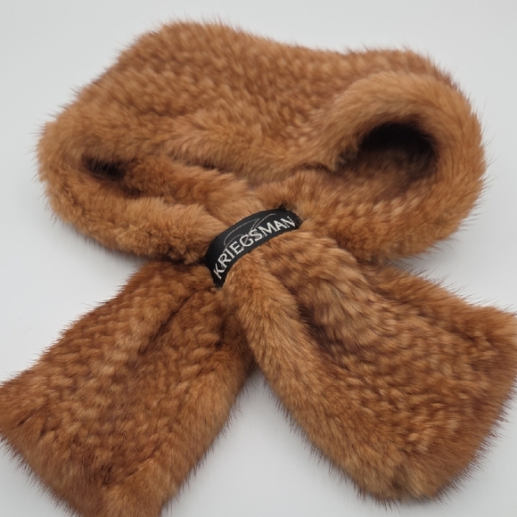 Kriegsman Elegant Redish Brown Real Fur Neck Warmer Scarf - Picture 6 of 8